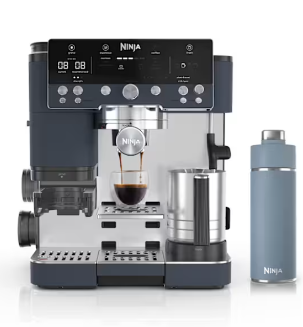Machine Espresso Ninja Luxe Café Premier Cyber Space avec gourde isotherme bleue